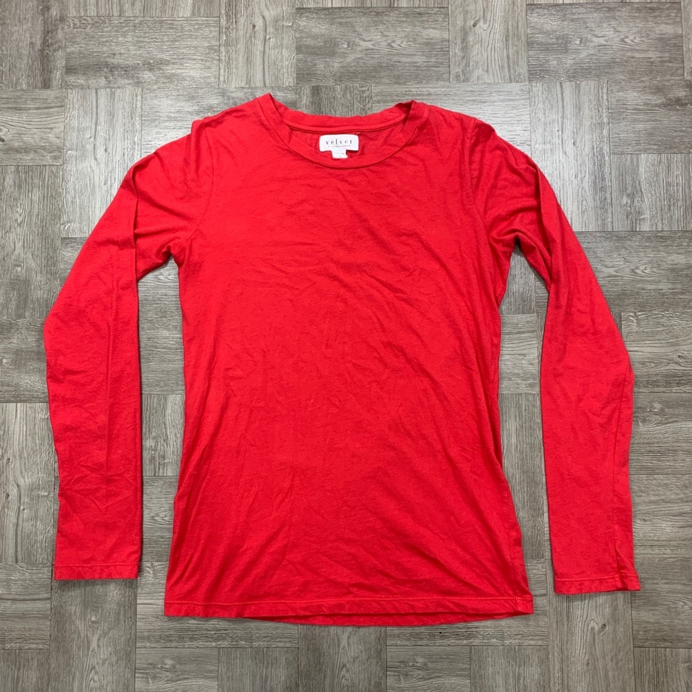 Velvet Red long sleeves  Shirt Size Extra-Large